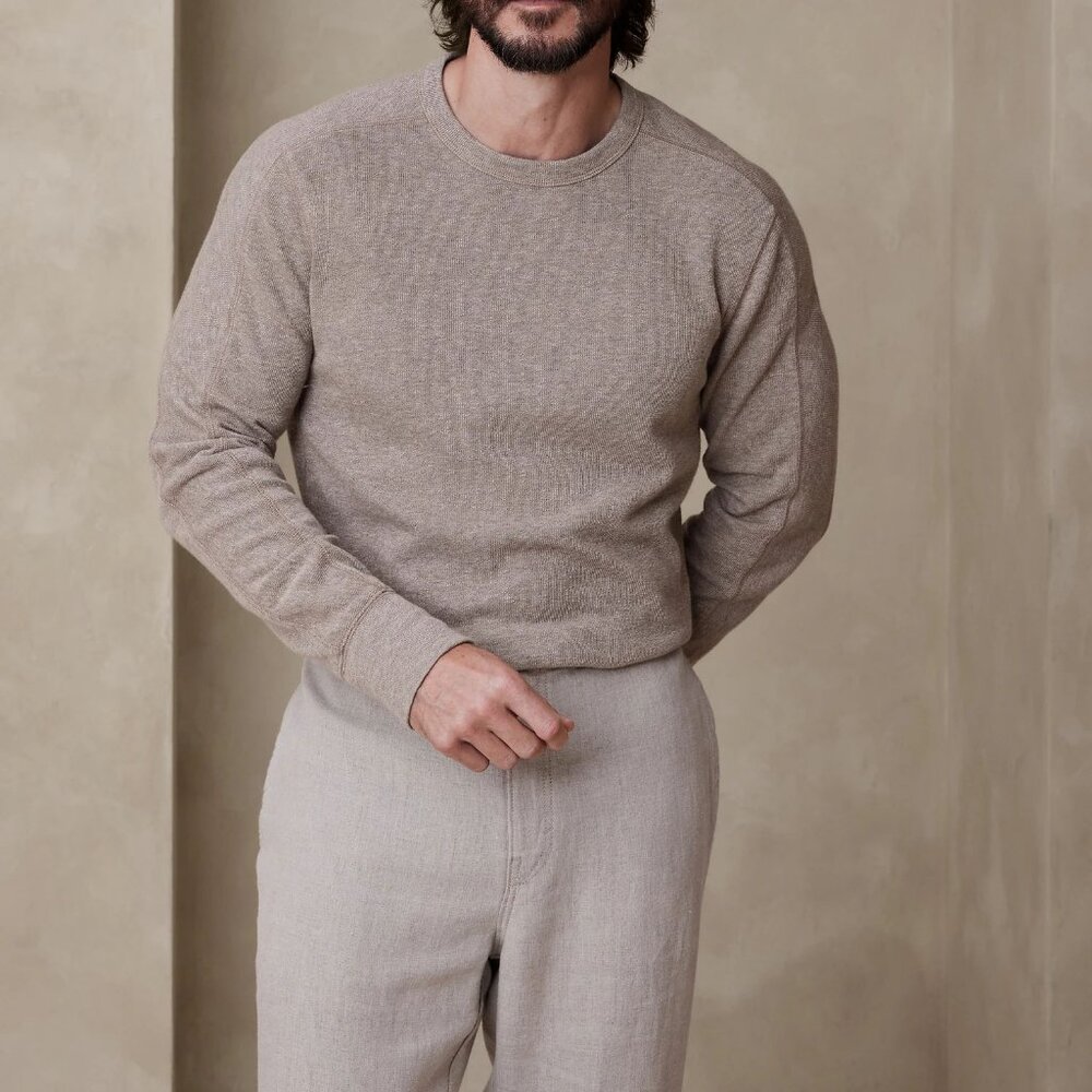 BANANA REPUBLIC Double Knit Crew Neck T-Shirt - CAMEL #734159